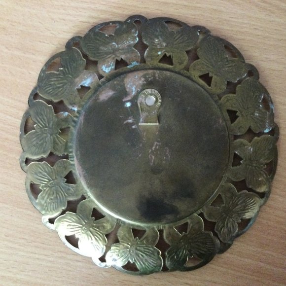 4 Vintage brass butterfly frames & vtg prints blue boy red boy pinky, girl w dog - Picture 4 of 9